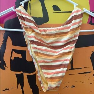 Billabong Striped Bikini Bottom - Brown, Cream, and Orange